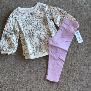 Carter's Lavender Orange Gray Spiderweb Sweatshirt Leggings Halloween 24 Months